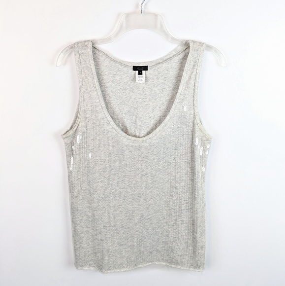 J. CREW COLLECTION Heathered Gray Sequin Front Tank Top - Picture 2 of 6